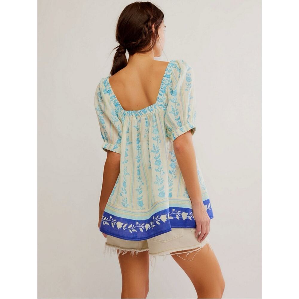 Free People Bohemian 70s Block Print Santorini Printed Babydoll Tunic Medium - Picture 6 of 16